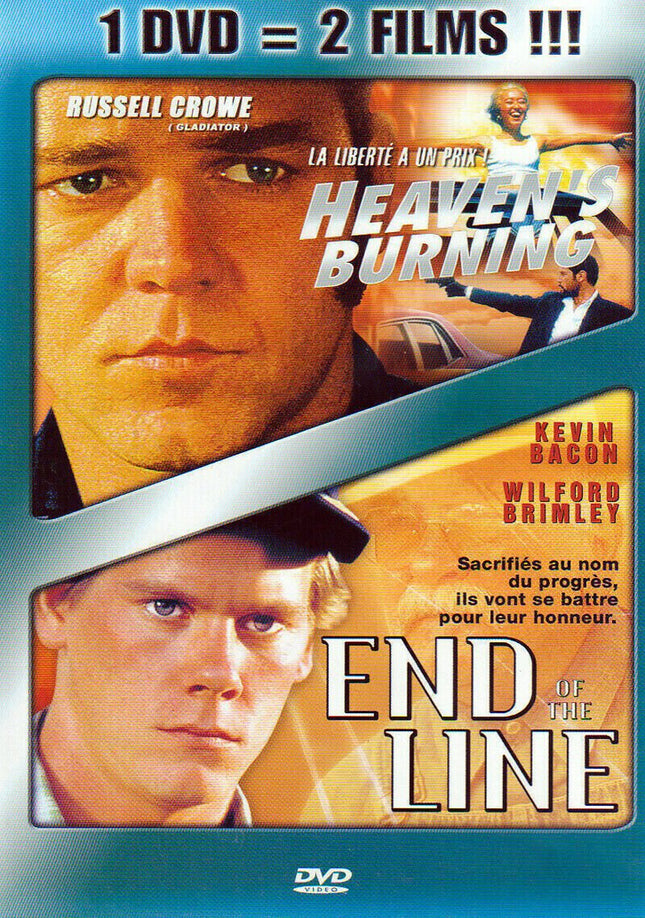 DVD Heaven's burning + End of the line - 1 DVD - 2 Filme - Russell Crowe - Kévin Bacon - Thriller