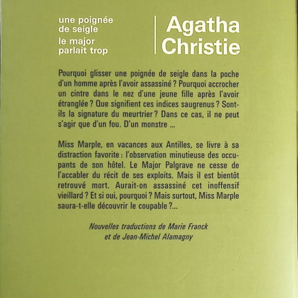 Une poignée de seigle - Le major parlait trop - Agatha Christie - livre