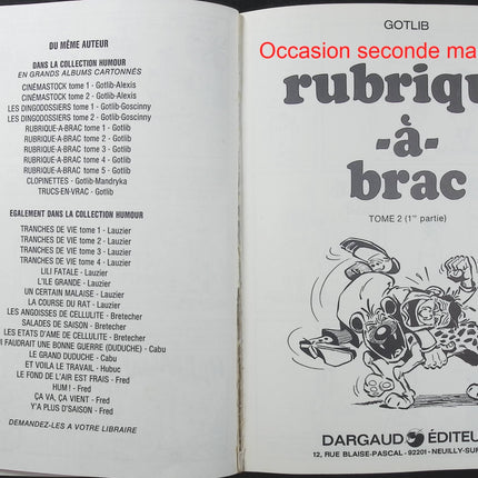 Rubrique-à-Brac Tome 1 et Tome 2 en 4 parties – Gotlib – BD humoristique culte, humour absurde, parodies et satire - Livre BD