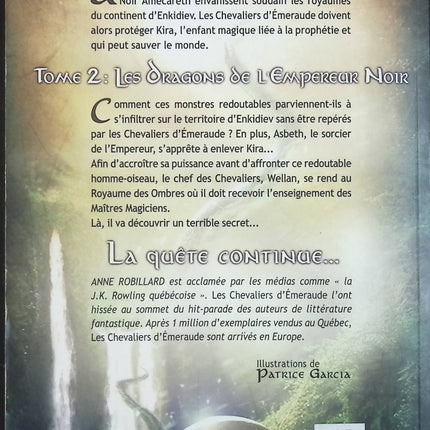 Les Chevaliers d’Émeraude – Tome 2 : Les Dragons de l’Empereur Noir – Anne Robillard – fantasy épique et magie - Livre