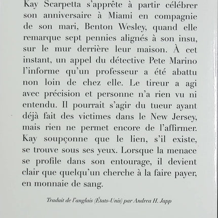 Monnaie de sang – Patricia Cornwell – thriller médico-légal et enquête de Kay Scarpetta – livre d’occasion - Livre