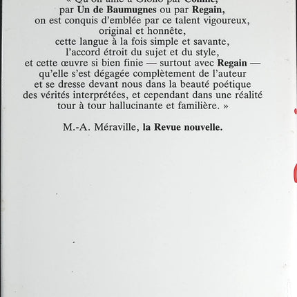 Regain - Jean Giono - livre