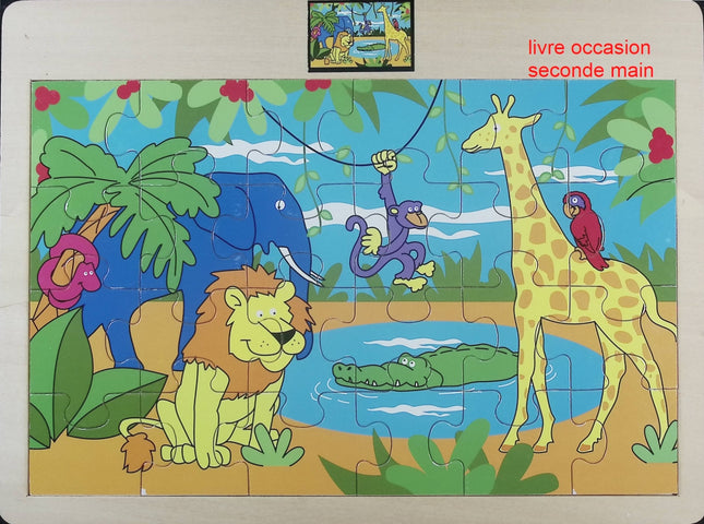 Petit puzzle enfant 1 an – La jungle avec lion, girafe, singe, crocodile et éléphant - jeu de société Puzzle