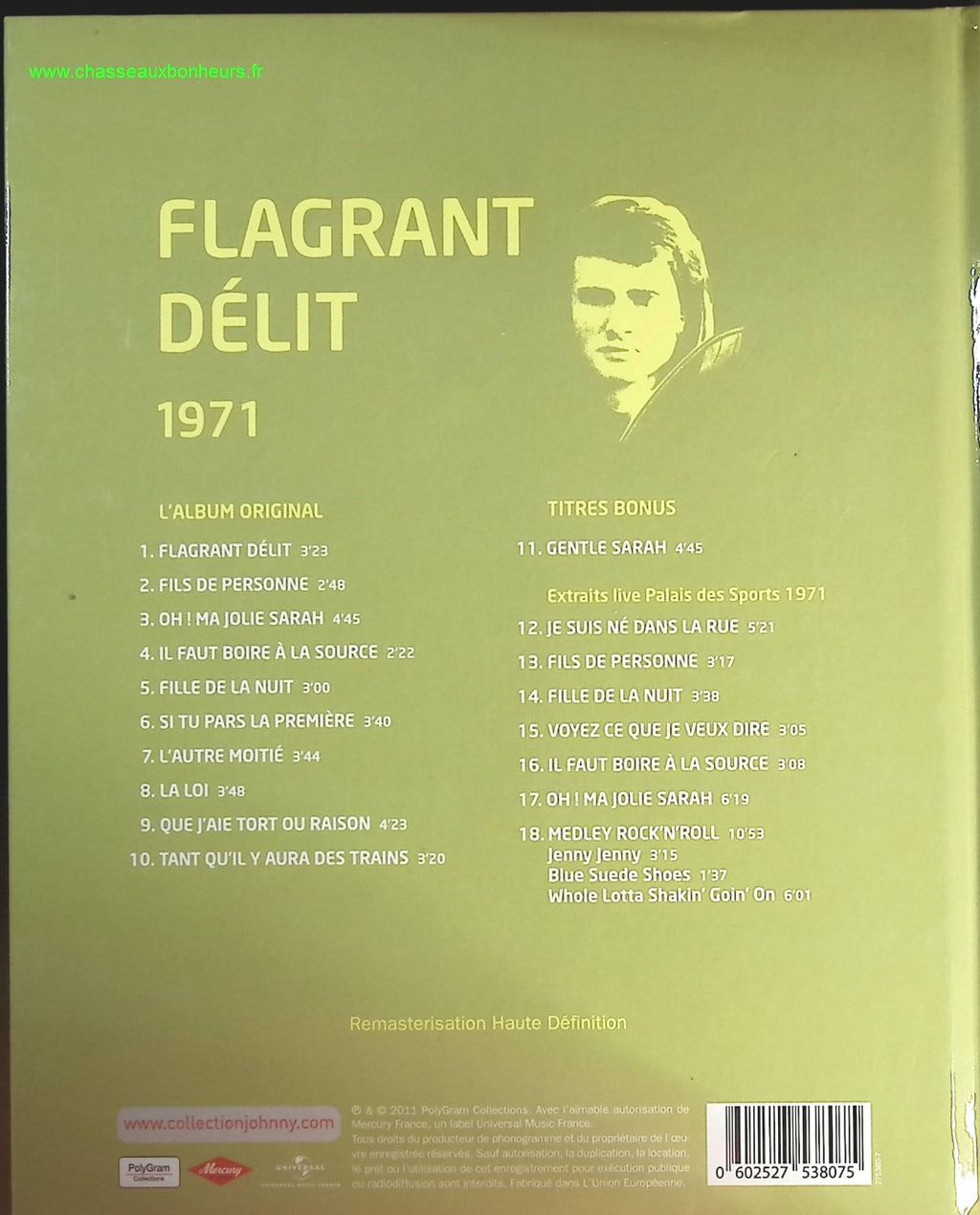 Flagrant délit 1971 - Collection Officielle édition illustrée - Johnny Hallyday - CD