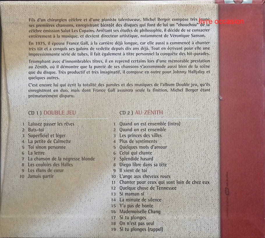 Double Jeu - Au Zénith - Michel Berger France Gall - CD