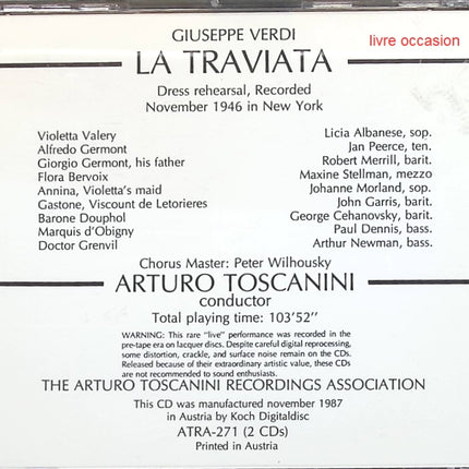 La traviata Verdi - Arturo Toscanini - CD