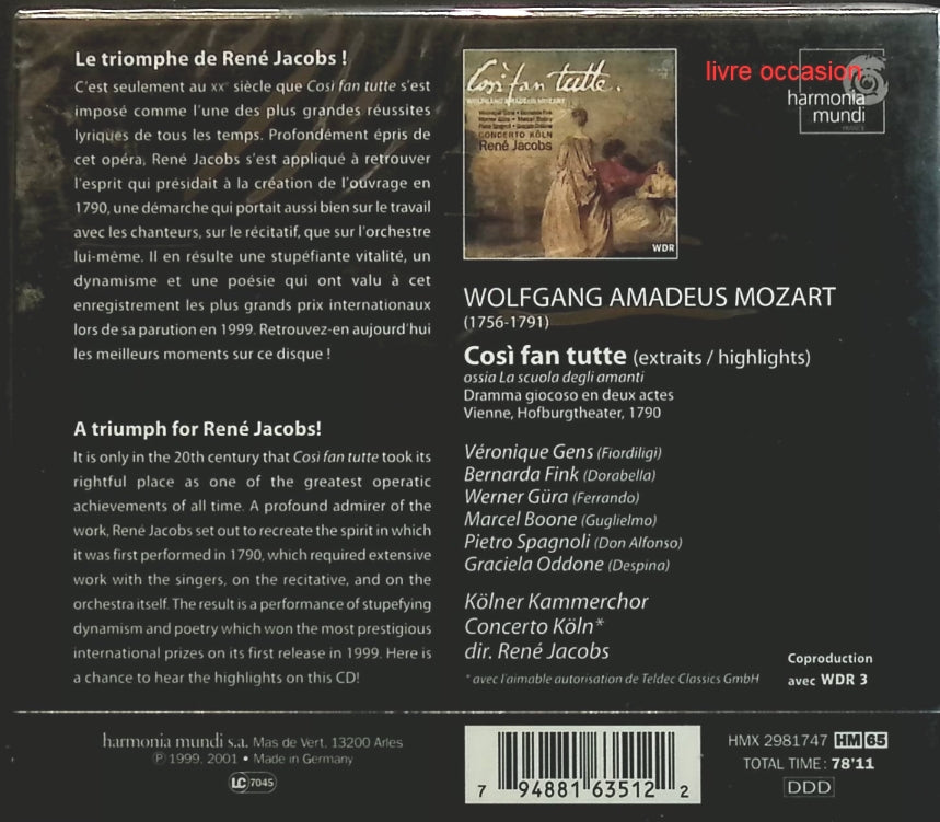 Così Fan Tutte - Mozart - CD