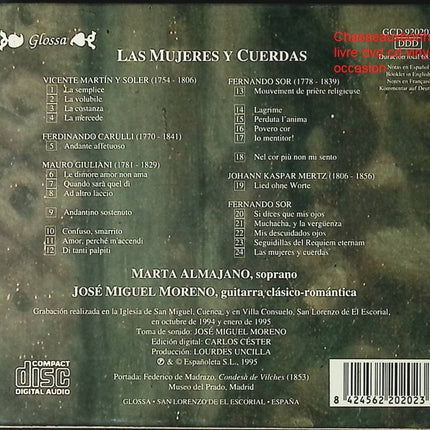Las Mujeres y Cuerdas – Marta Almajano & José Miguel Moreno – Chant & Guitare Baroque Espagnole – CD d’occasion - CD