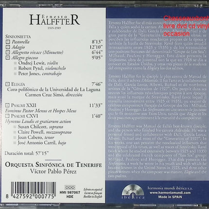 CD musique classique Ernesto Halffter Sinfonietta Elegia Psalmi XXII & CXVI Orquesta Sinfónica de Tenerife occasion - CD
