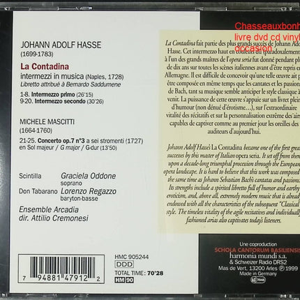 CD opéra baroque La Contadina Johann Adolf Hasse musique classique occasion - CD