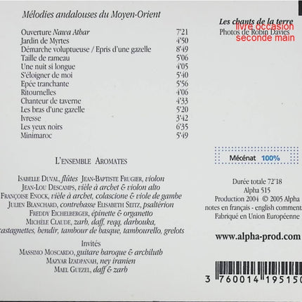 CD musique du monde – L’Ensemble Aromates, Michèle Claude – Jardin De Myrtes – Mélodies andalouses du Moyen-Orient - Compact Discs - CD