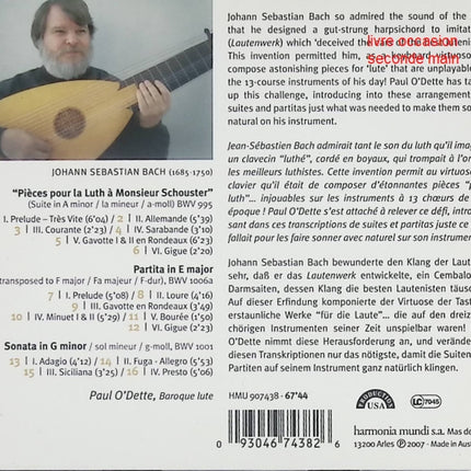 CD musique baroque – Johann Sebastian Bach – Lute Works Volume I – Paul O'Dette - Compact Discs - CD