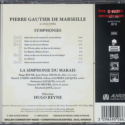 CD symphonies baroques – Symphonie du Marais – Gauthier de Marseille, Hugo Reyne – Musique classique - Compact Discs - CD