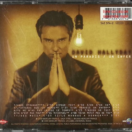 CD variété française pop rock David Hallyday Un Paradis Un Enfer – album chanson française années 90 occasion - Compact Discs - CD