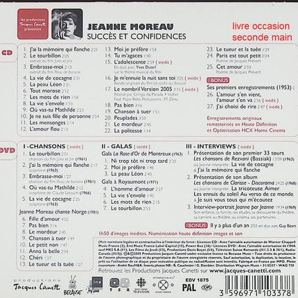 CD chanson française Jeanne Moreau Succès Et Confidences – album culte voix féminine cinéma musique occasion - Compact Discs - CD + DVD