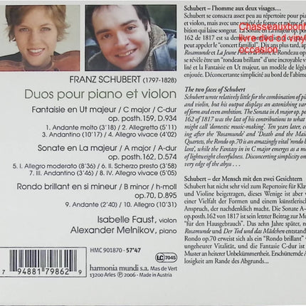 Schubert – Sonate D.574 / Rondo Op.70 / Fantaisie D.934 – Isabelle Faust & Alexander Melnikov – CD Classique d’occasion - CD