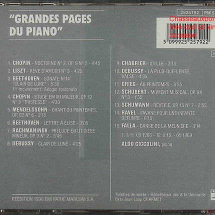 CD piano classique Grandes Pages du Piano Beethoven Schubert Chopin Aldo Ciccolini interprétations occasion - CD