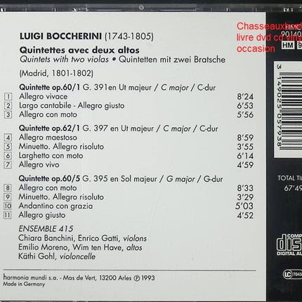 Boccherini – Quintettes avec deux altos – Ensemble 415 – Musique de Chambre Classique – CD d’occasion - CD