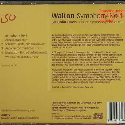 CD musique classique Walton Sir Colin Davis London Symphony Orchestra Symphony No 1 symphonie romantique occasion - CD