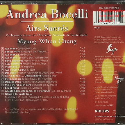 Andrea Bocelli – Airs Sacrés – Orchestre et Chœur de l’Académie Sainte-Cécile / Myung-Whun Chung – Musique Classique Sacrée – CD d’occasion - CD