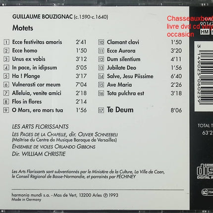 Guillaume Bouzignac – Te Deum & Motets – Les Arts Florissants, William Christie – Musique Baroque Française – CD d’occasion - CD