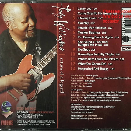Jody Williams – Return of a Legend – Blues Électrique Chicago – CD d’occasion - CD