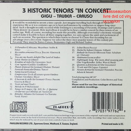 Three Historic Tenors In Concert CD opéra lyrique ténors classiques occasion - CD