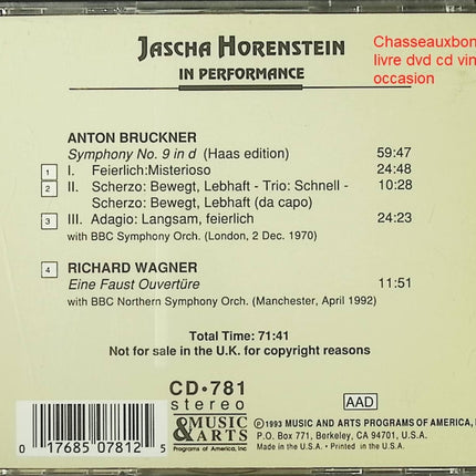 Jascha Horenstein – Bruckner & Wagner – Previously Unreleased Public Performances – Orchestre Symphonique – CD d’occasion - CD