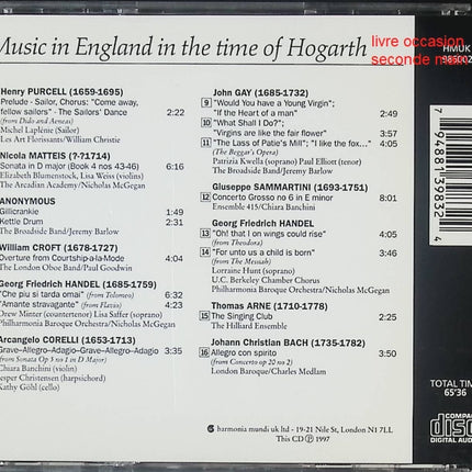 CD musique baroque anglaise – Music In England In The Time Of Hogarth – compilation historique - CD