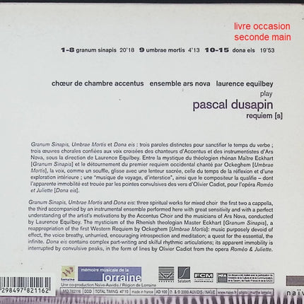 CD musique contemporaine – Pascal Dusapin – Chœur de Chambre Accentus & Ars Nova, Laurence Equilbey – Requiem[s] - CD