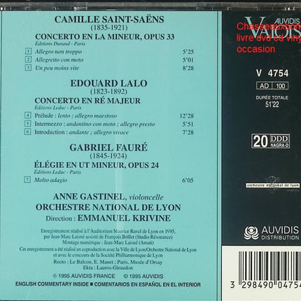 CD musique classique Lalo Saint-Saëns Orchestre National de Lyon Anne Gastinel Emmanuel Krivine Concertos pour Violoncelle occasion - CD