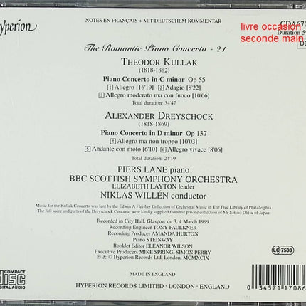 CD concertos piano romantique – Kullak & Dreyschock – Piers Lane BBC Scottish Symphony Orchestra – musique classique rare - CD