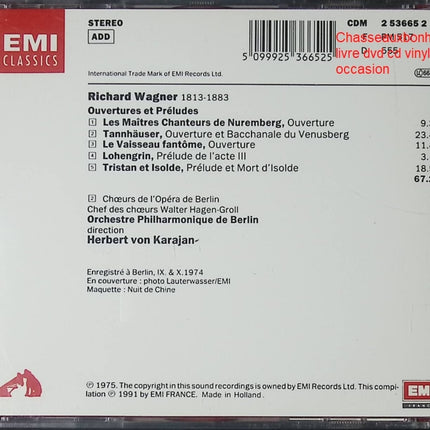 CD Wagner – Ouvertures & Préludes, Herbert von Karajan, Orchestre Philharmonique de Berlin, musique classique symphonique - CD