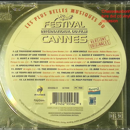 CD Les Plus Belles Musiques du Festival de Cannes, compilation bandes originales de films, musiques de cinéma prestigieuses - CD
