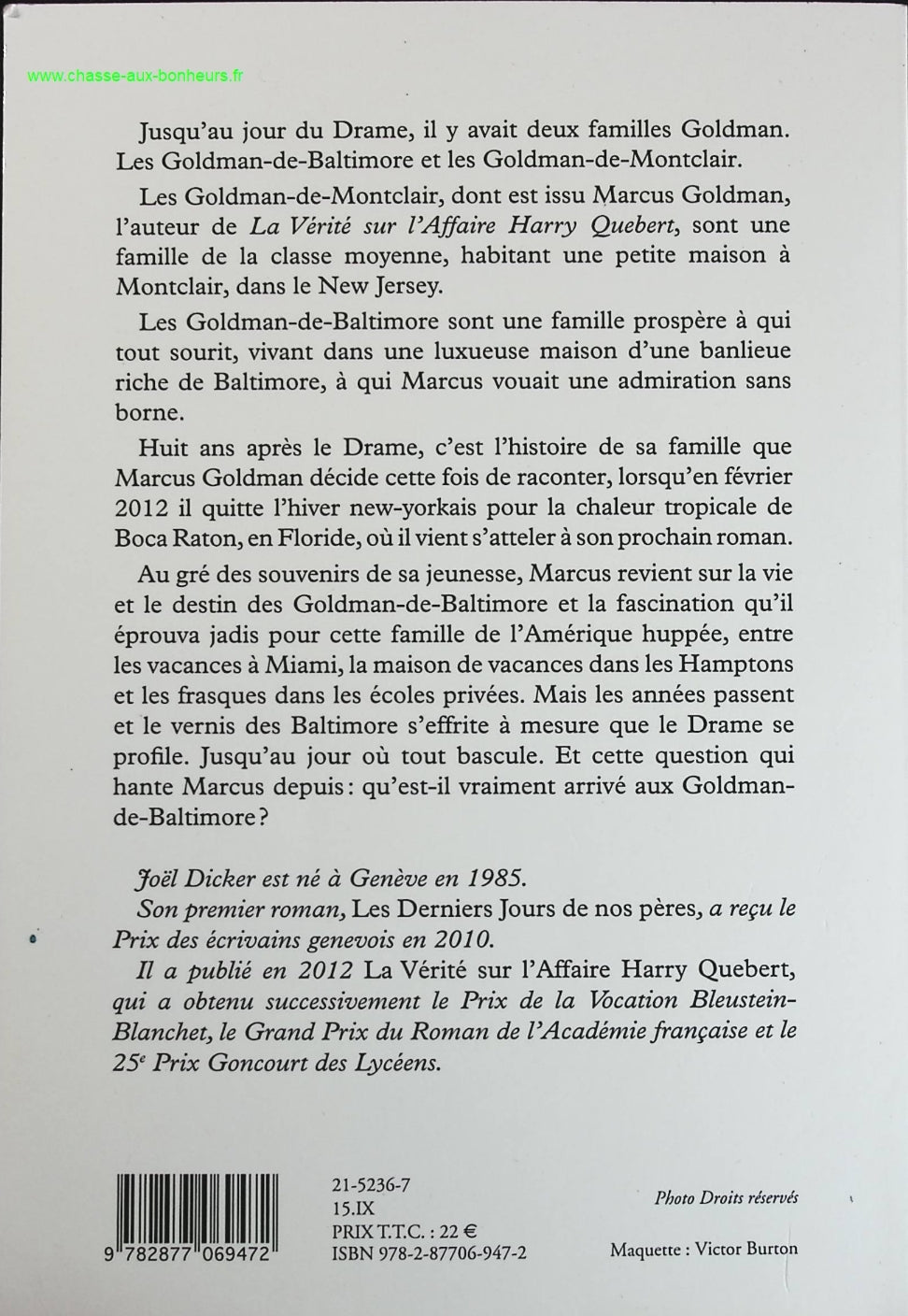 Le Livre des Baltimore - Joël Dicker - livre