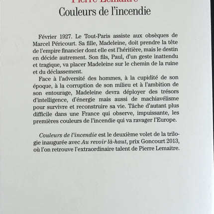 Couleurs de l'incendie - Pierre Lemaitre - livre