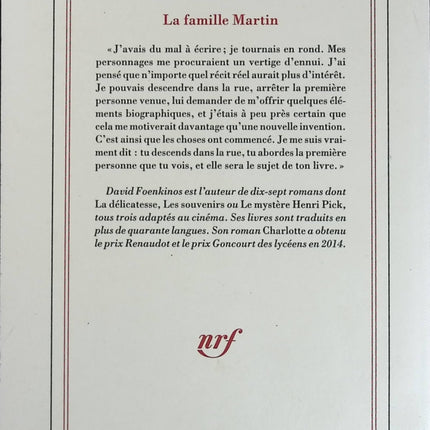 La famille Martin - David Foenkinos - livre