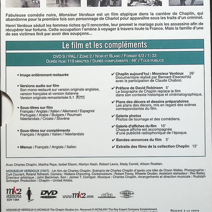 Monsieur Verdoux - Charles Chaplin - DVD