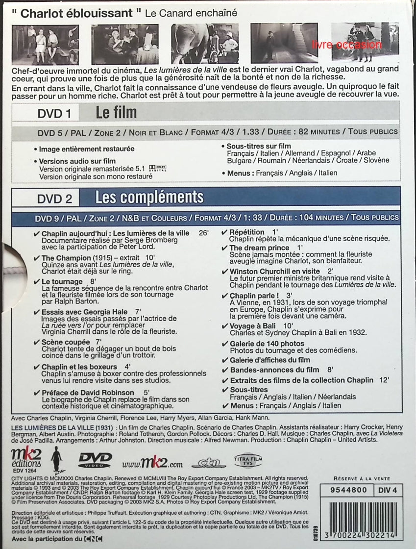 Les Lumières de la ville - Charles Chaplin - DVD