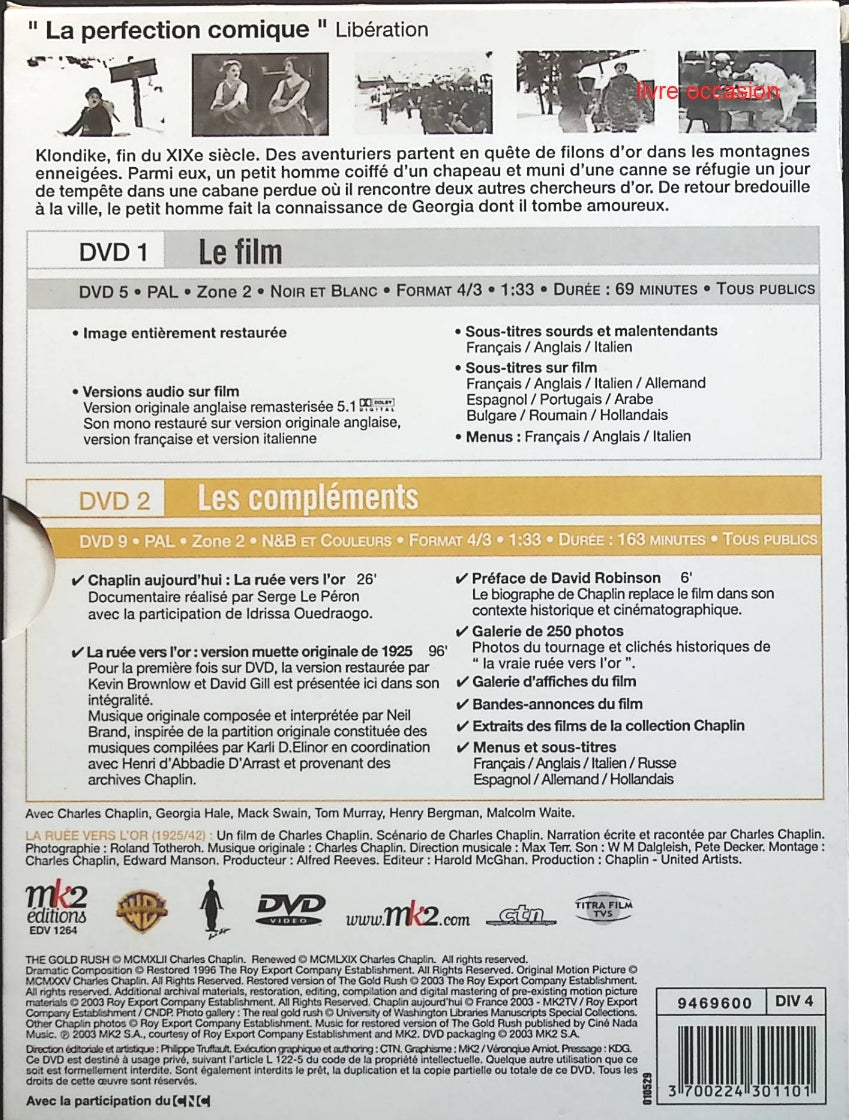 La Ruée vers l'or - Charles Chaplin - DVD