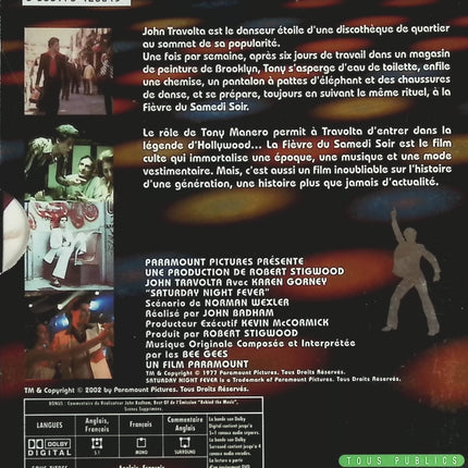 La Fièvre du Samedi soir - John Travolta - DVD