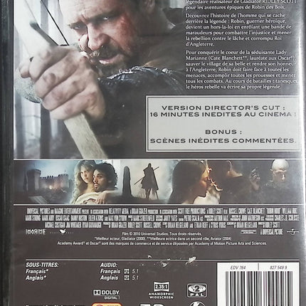 Robin des Bois DVD Director’s Cut – Russell Crowe, Cate Blanchett, William Hurt – Film historique – DVD