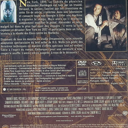 La Machine à explorer le temps DVD Film SF H.G. Wells Guy Pearce Samantha Mumba Science-Fiction Occasion – DVD
