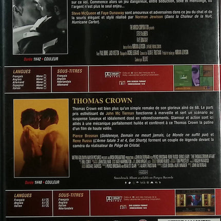 L’Affaire Thomas Crown + Thomas Crown Coffret 2 DVD Steve McQueen Pierce Brosnan Faye Dunaway – DVD