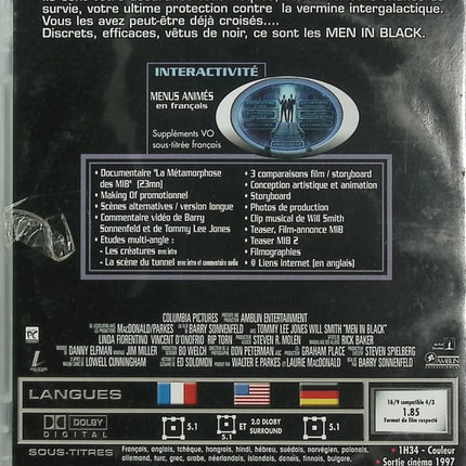 Men in Black DVD Édition Collector – Will Smith, Tommy Lee Jones – Aliens, science-fiction, humour – DVD