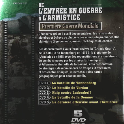 De l’entrée en guerre à l’armistice – Coffret 5 DVD documentaire sur la Première Guerre mondiale, 1914-1918 – DVD