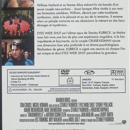 Eyes Wide Shut DVD Tom Cruise Nicole Kidman Stanley Kubrick Film Drame Thriller Érotique Occasion – DVD
