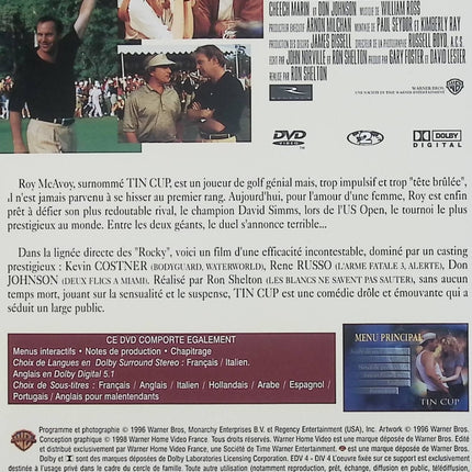 Tin Cup DVD Kevin Costner Rene Russo Don Johnson Comédie Golf Romance Film 1996 – DVD