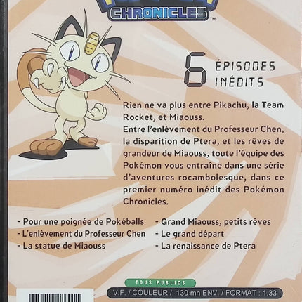 Pokémon Chronicles Volume 1 DVD Animation Pokémon Pikachu Sacha Aventures Série TV – DVD