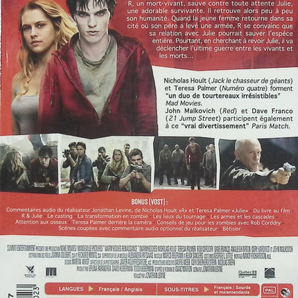 Warm Bodies Renaissance DVD occasion – Nicholas Hoult – romance fantastique et zombies - DVD